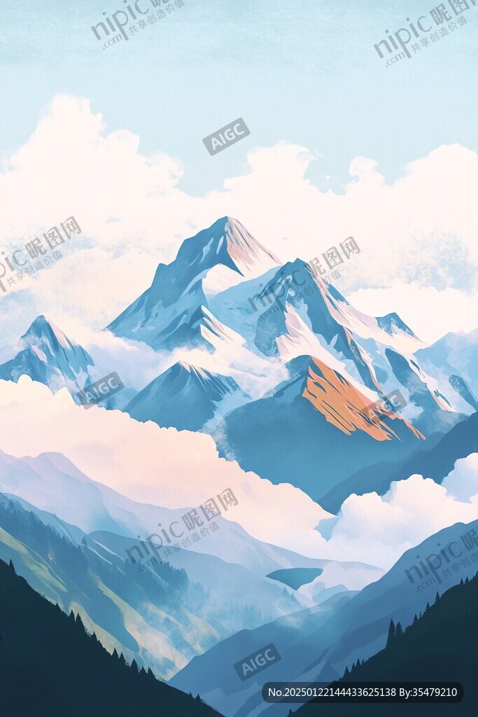山风景插画包装