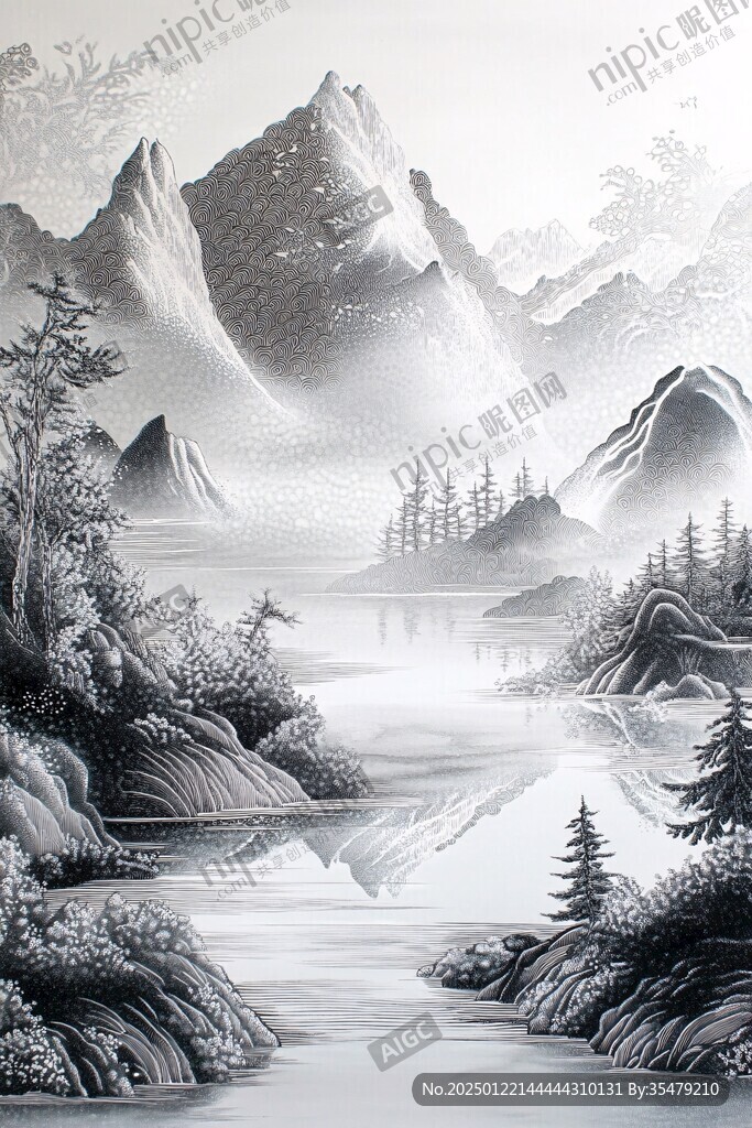 奢华质感山水装饰画