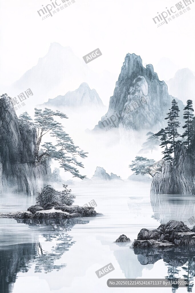 新中式禅意山水风景