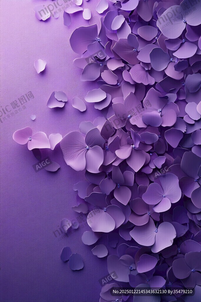 紫色背景飘落的花瓣
