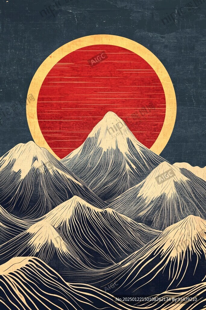 富士山复古装饰画