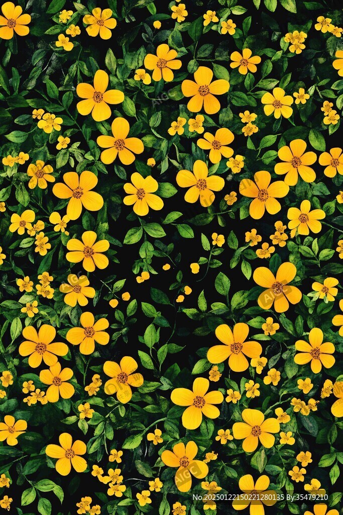 黄色鲜花绿叶