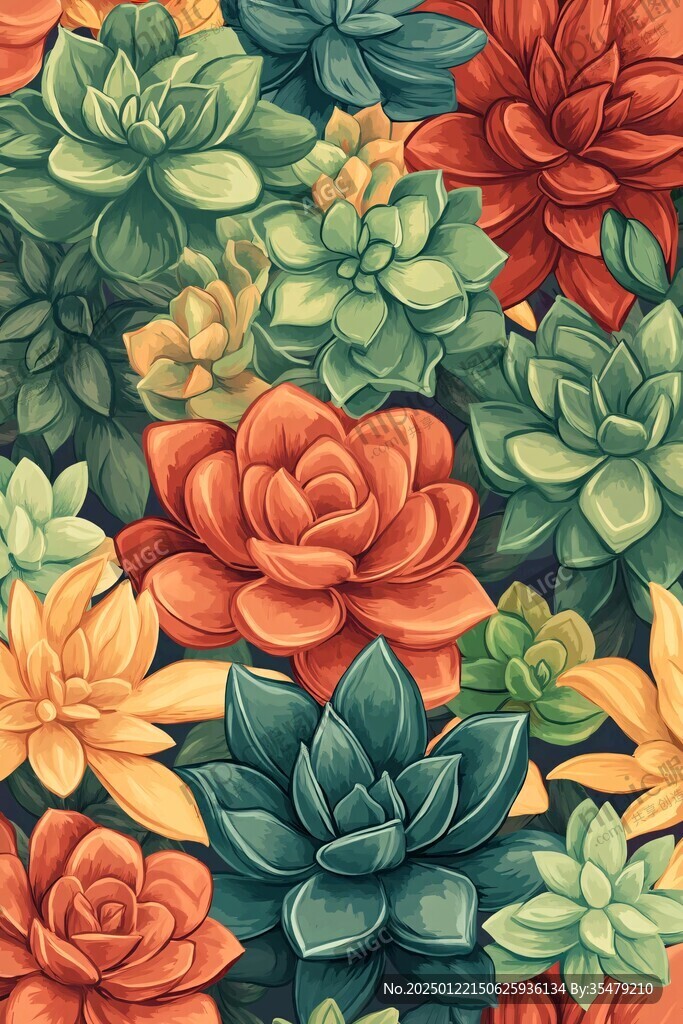 3d浮雕缤纷花卉