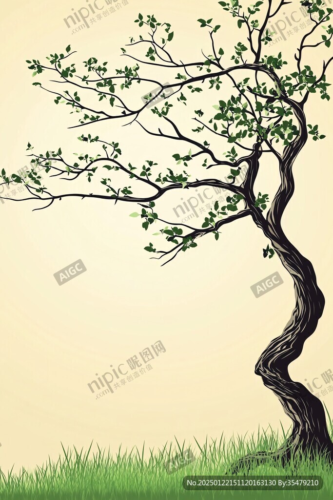 卡通树剪影展板