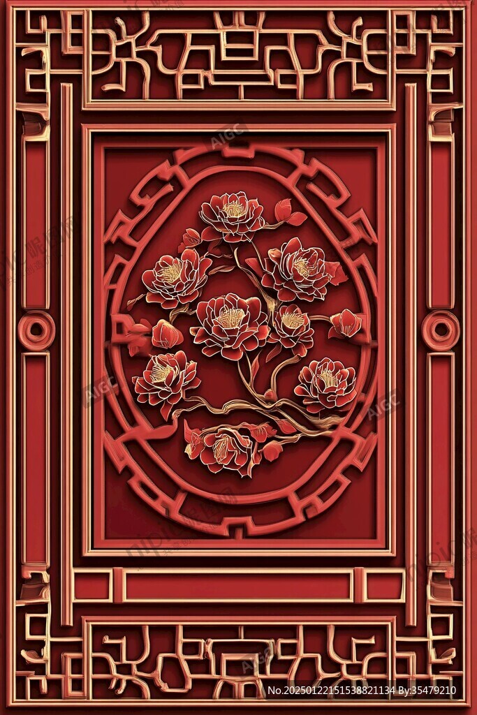 中式木雕花