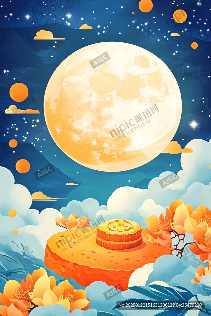 月饼包装中秋插画
