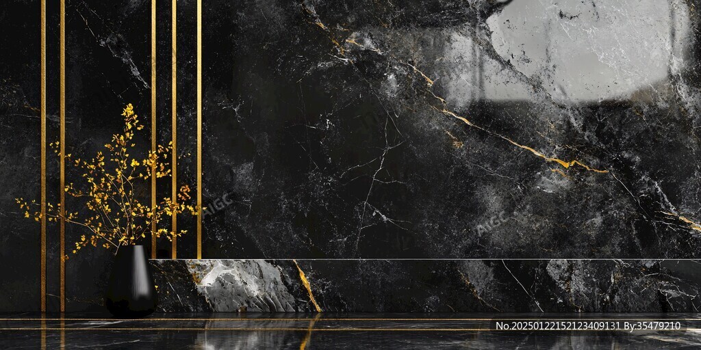 极简金箔石根线条对拼