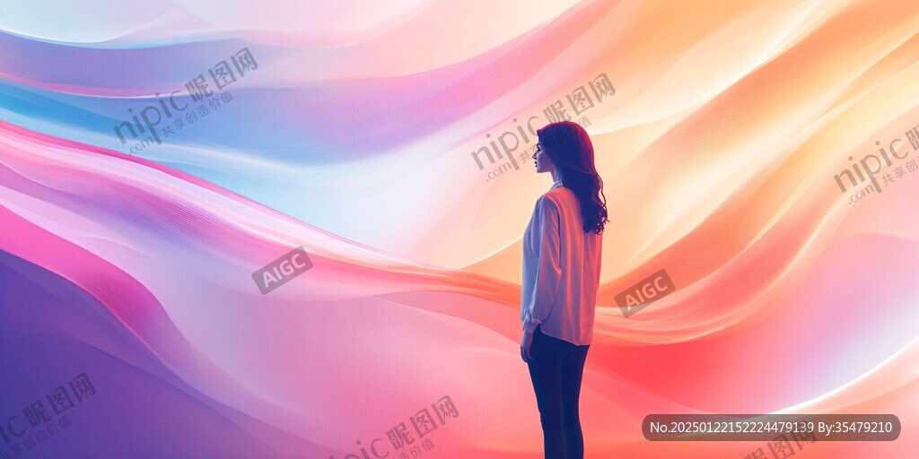 抽象线条背影