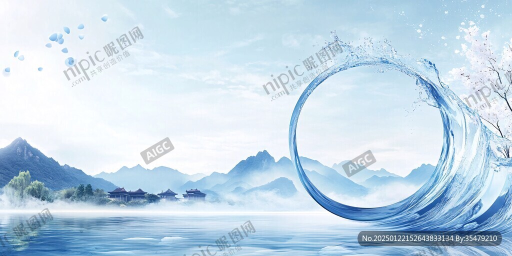 唯美山水线条地产