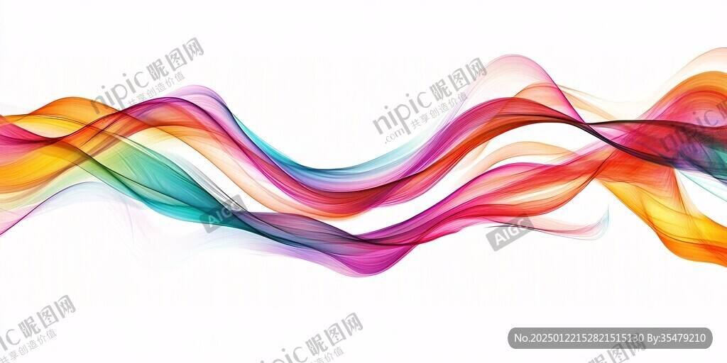 唯美线条彩色飘带素材