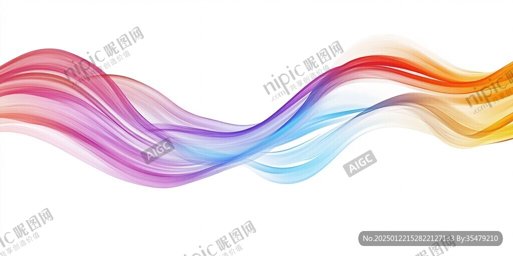 唯美线条彩色飘带素材