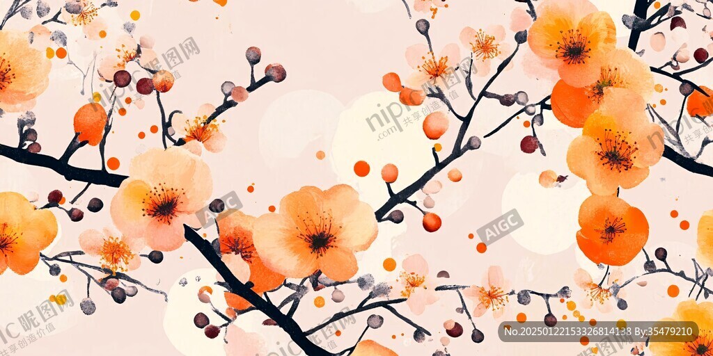 水彩梅花墙纸