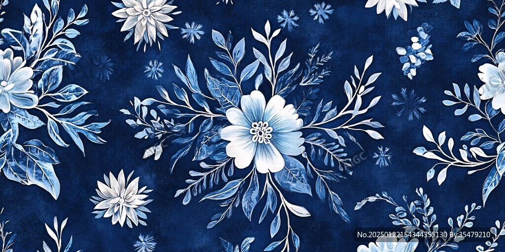 蓝色花卉壁纸