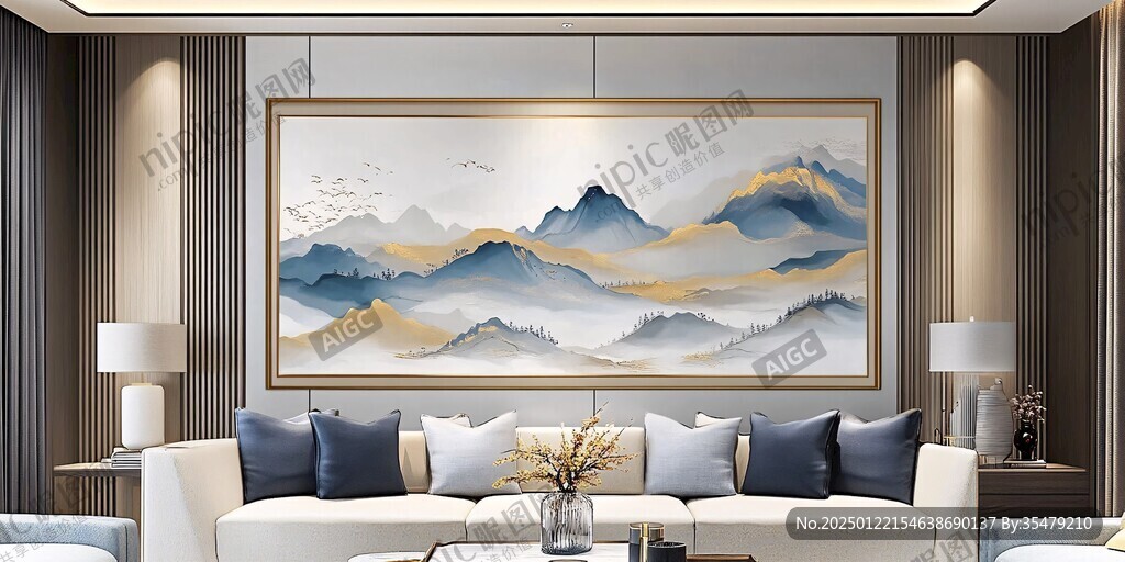 金线山脉客厅背景