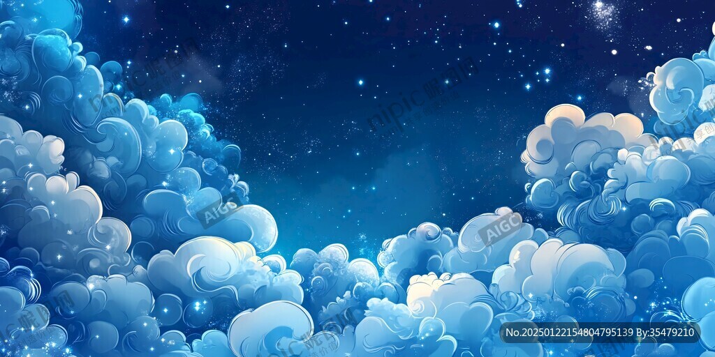景梦幻天蓝色立体背景
