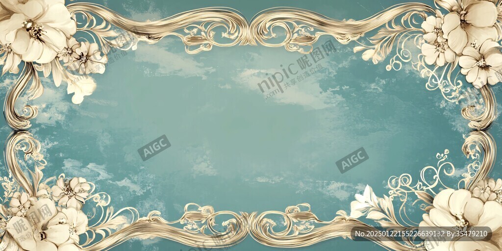 欧式花纹蓝色背板