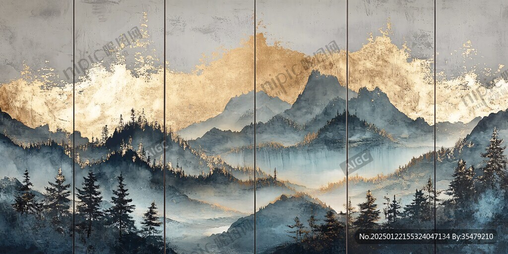 大气山河屏风