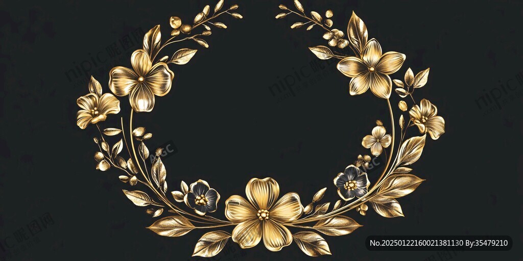 高精手绘黄金拉丝花卉