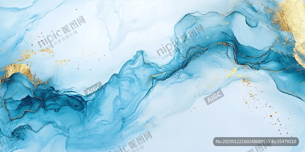 蓝色流体创意抽象画