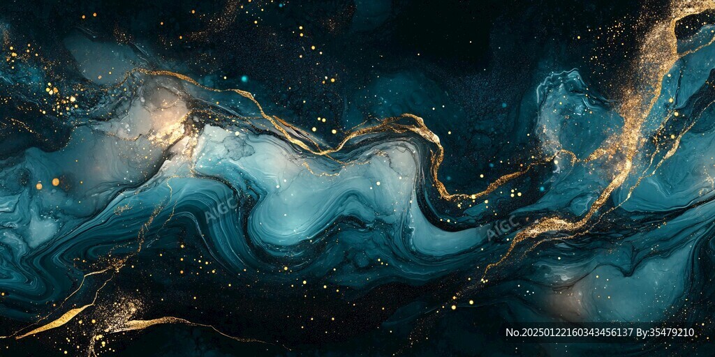 蓝色流体创意抽象画