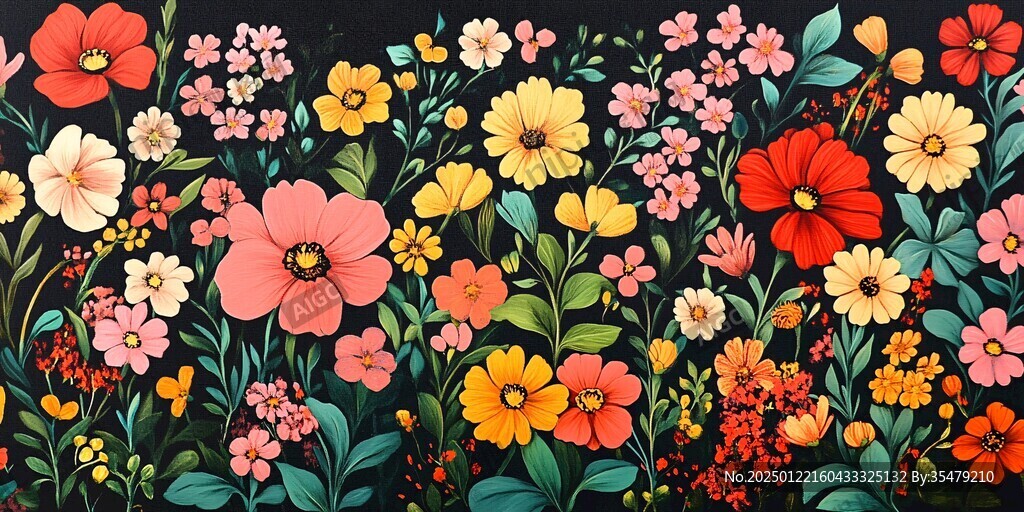 3d浮雕缤纷花卉