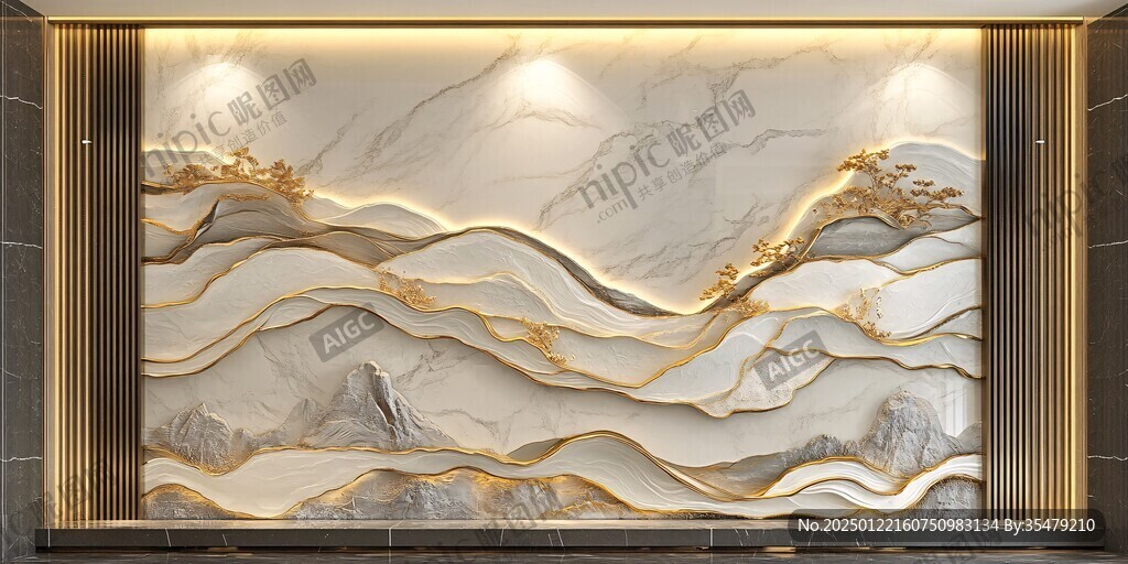岩板山水画