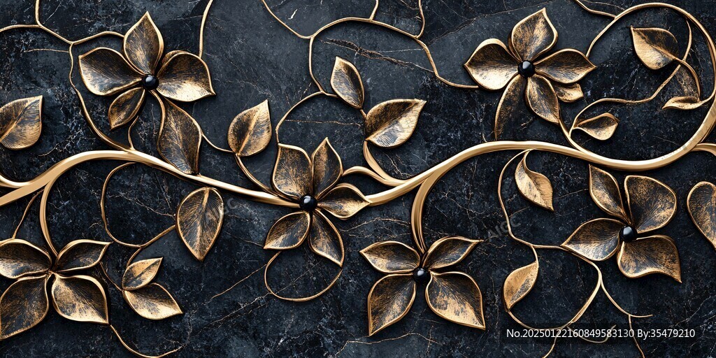 黄铜花卉墙面