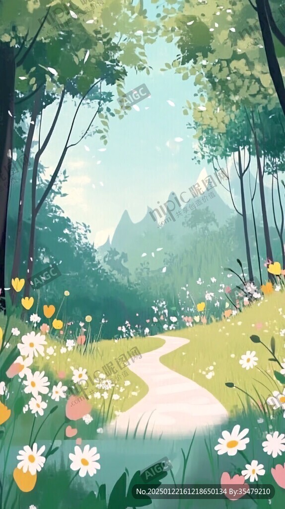 春天森林插画