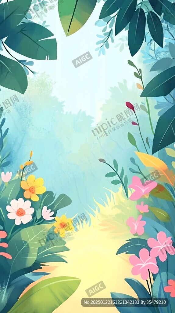 植物背景扁平插画