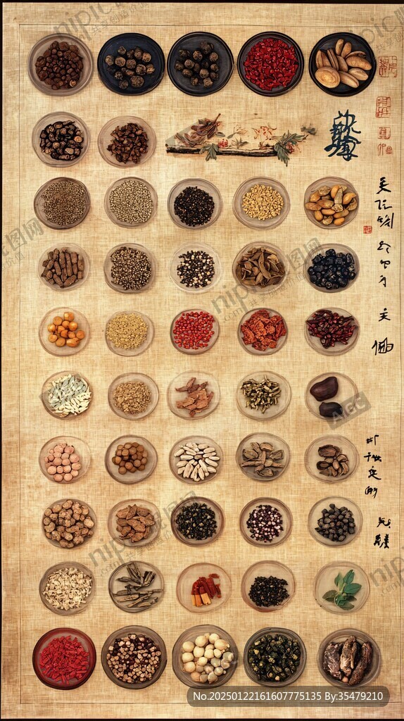 美食药材装饰画