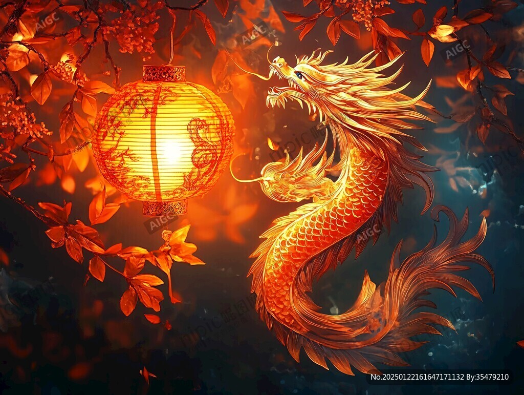 龙年烫金插画