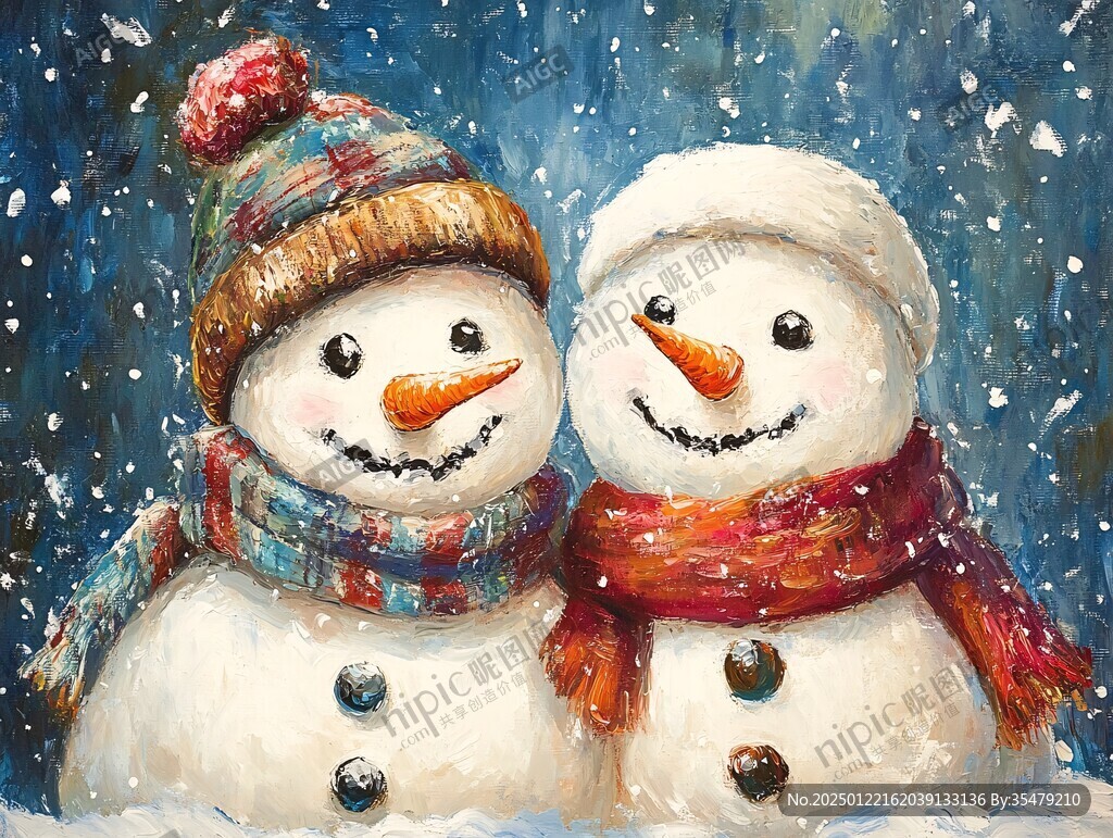 插画雪人