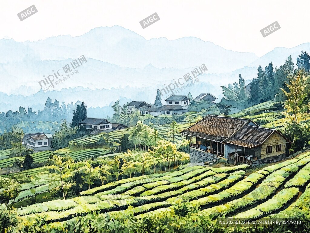 茶园风景画