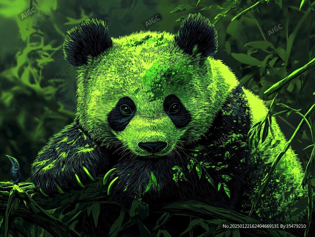 写实熊猫插画