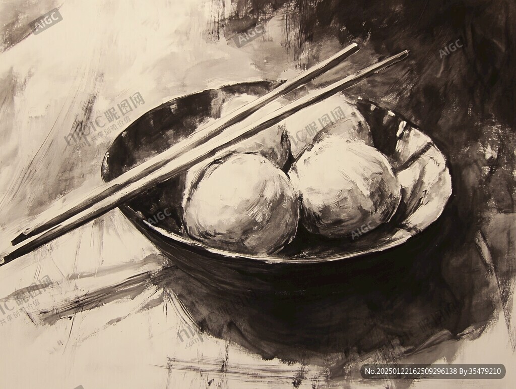 小笼包水彩画