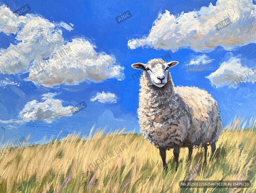 草原绵羊插画