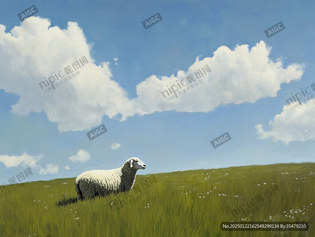 草原绵羊插画