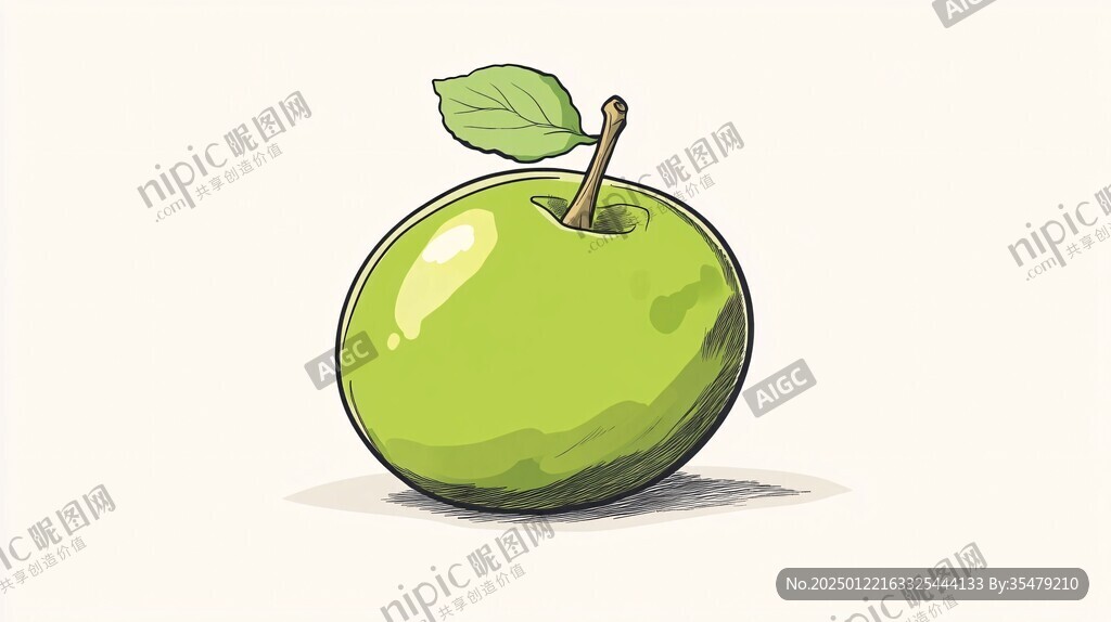 绿色苹果插画