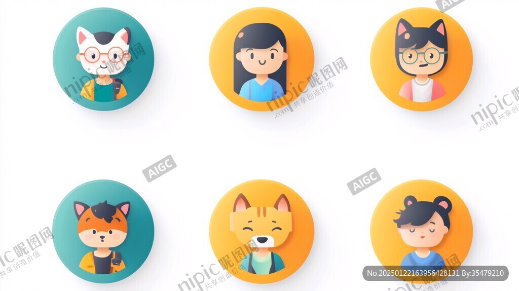 卡通人物动物头像设计