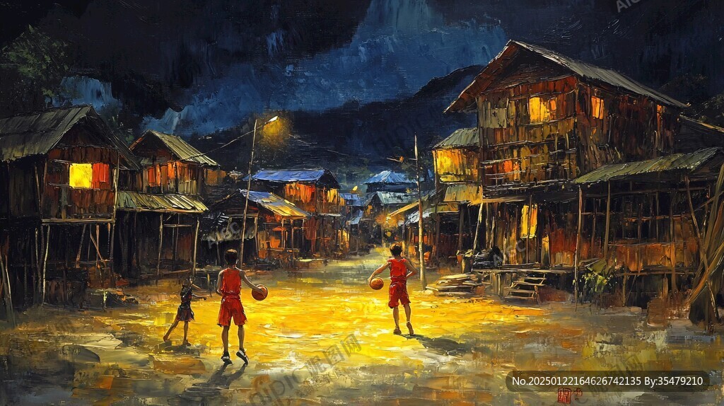 苗寨油画