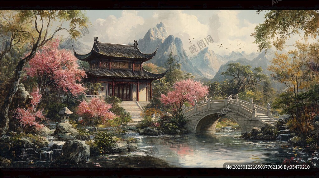 山水楼阁雅致意境风