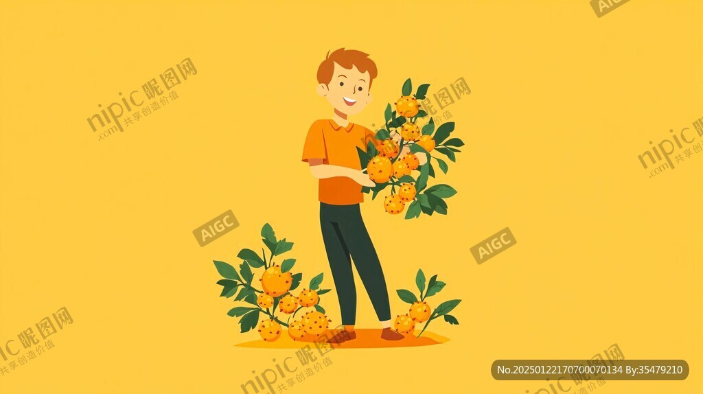 耙耙柑包装人物插画