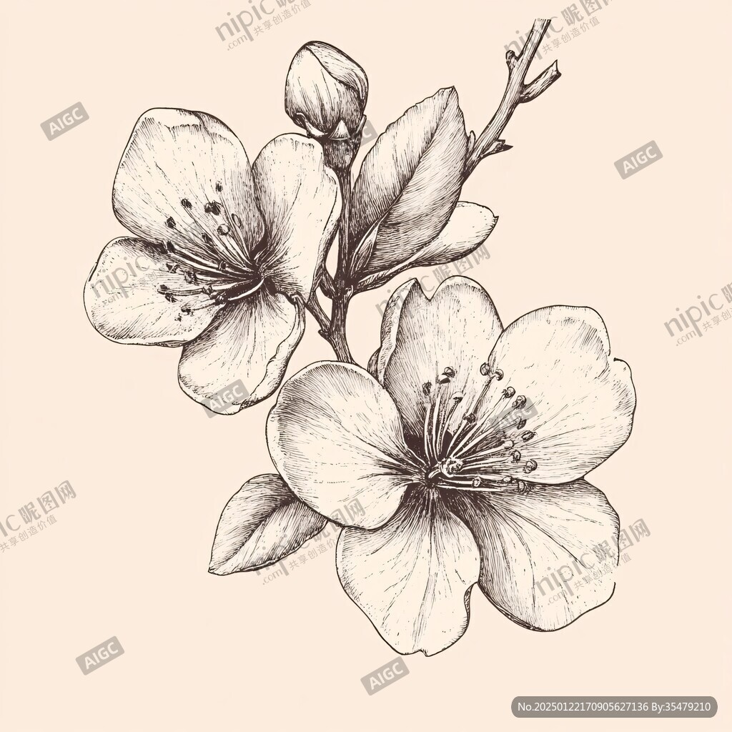 手绘杜英花