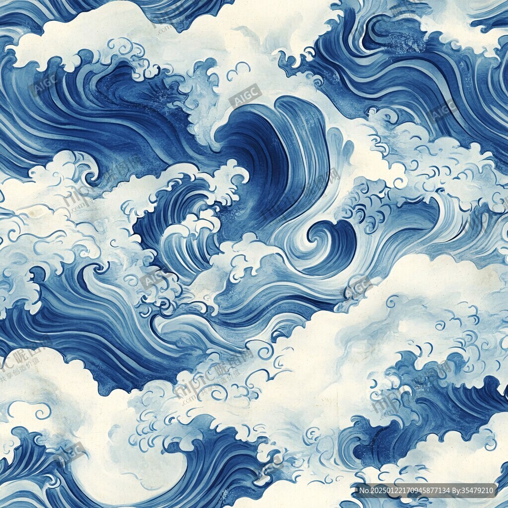 海浪云纹浪花背景