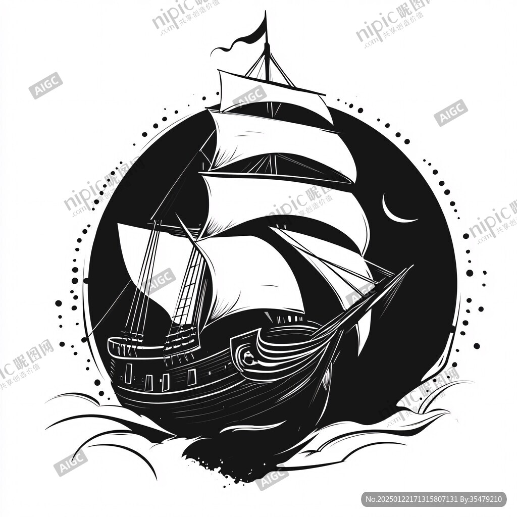 海盗船插画