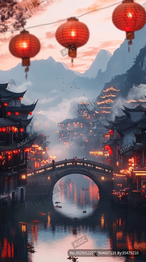 江南古镇唯美夜景