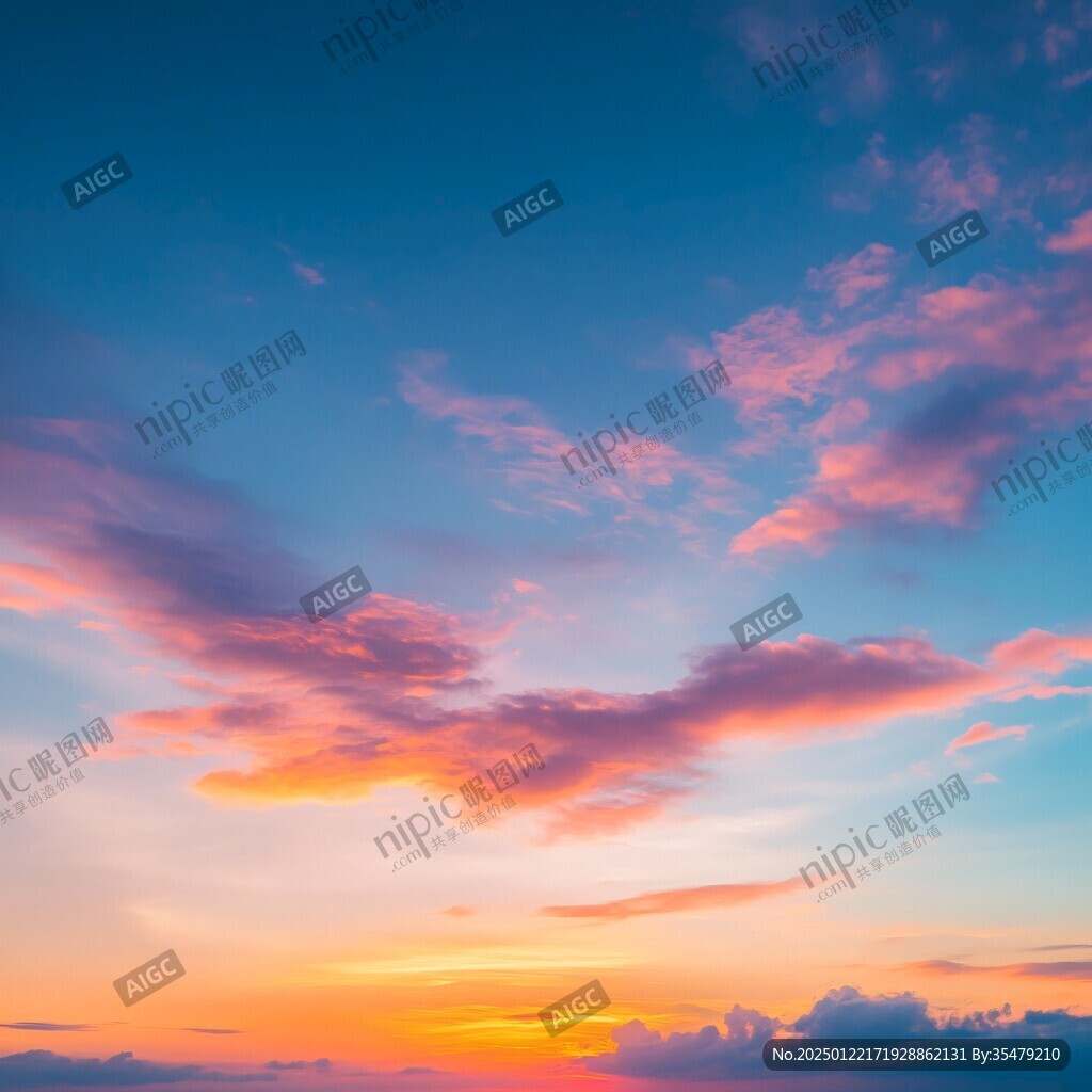 夕阳晚霞朝霞蓝天背景