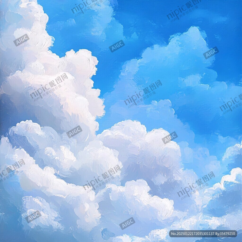 插画白云