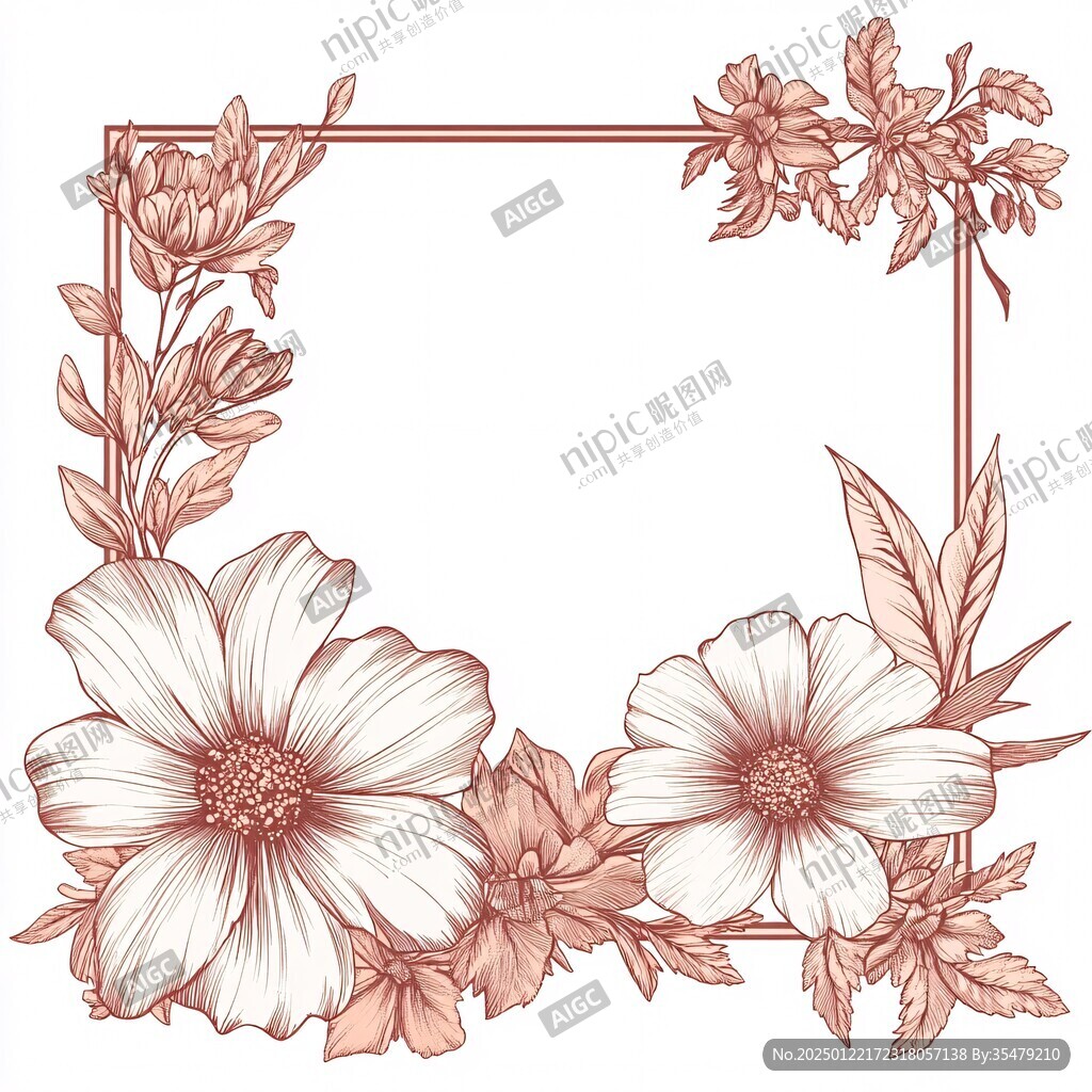 手绘边框花朵