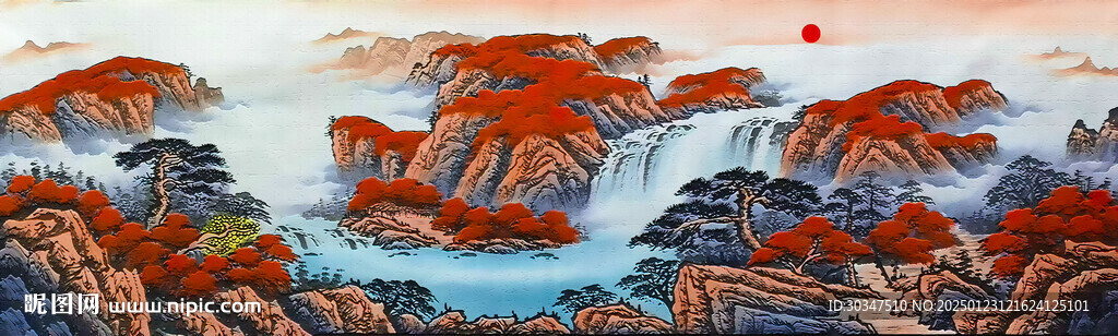 聚宝盆山水画